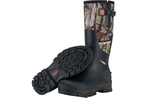 HISEA Rubber Hunting Boots for Men Waterproof Rain Boots for Mud Working Farming Fishing, Adjustable Calf