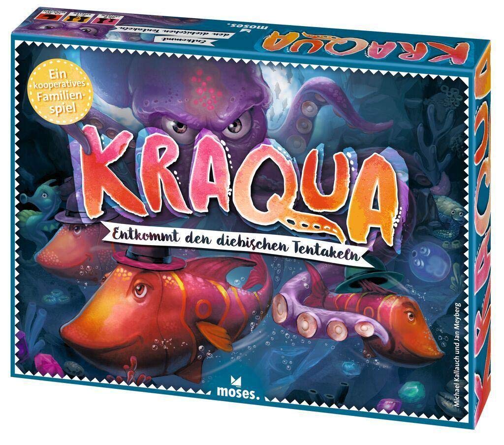Moses. Kraqua - Escape the Thieving Tentacles, Cooperative Family Game in 3 Difficulty Levels, Board Game for Children from 8 Years