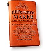 Difference Maker Gifts Leather Journal Notebook, Thank You Gifts for Boss Leader Mentor Coworker Teacher Difference Maker Definition Engraved Leather Travel Journal