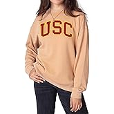 chicka-d Women's Oversized Dropped Shoulder Crewneck Fleece Sweatshirt | NCAA Classic Arch Over Neutral