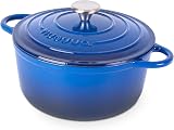Nuovva Enamelled Cast Iron Dutch Oven 5 Quart Blue no seasoning