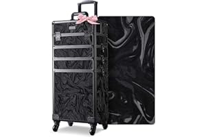 BYOOTIQUE Rolling Makeup Train Case on Wheels 4in1 Cosmetology Profesional Travel Cosmetic Bag Lockable Organizer Box for Hairstylist Artist Nail Beauty Salon Barber,CoyoteButtes Shadows
