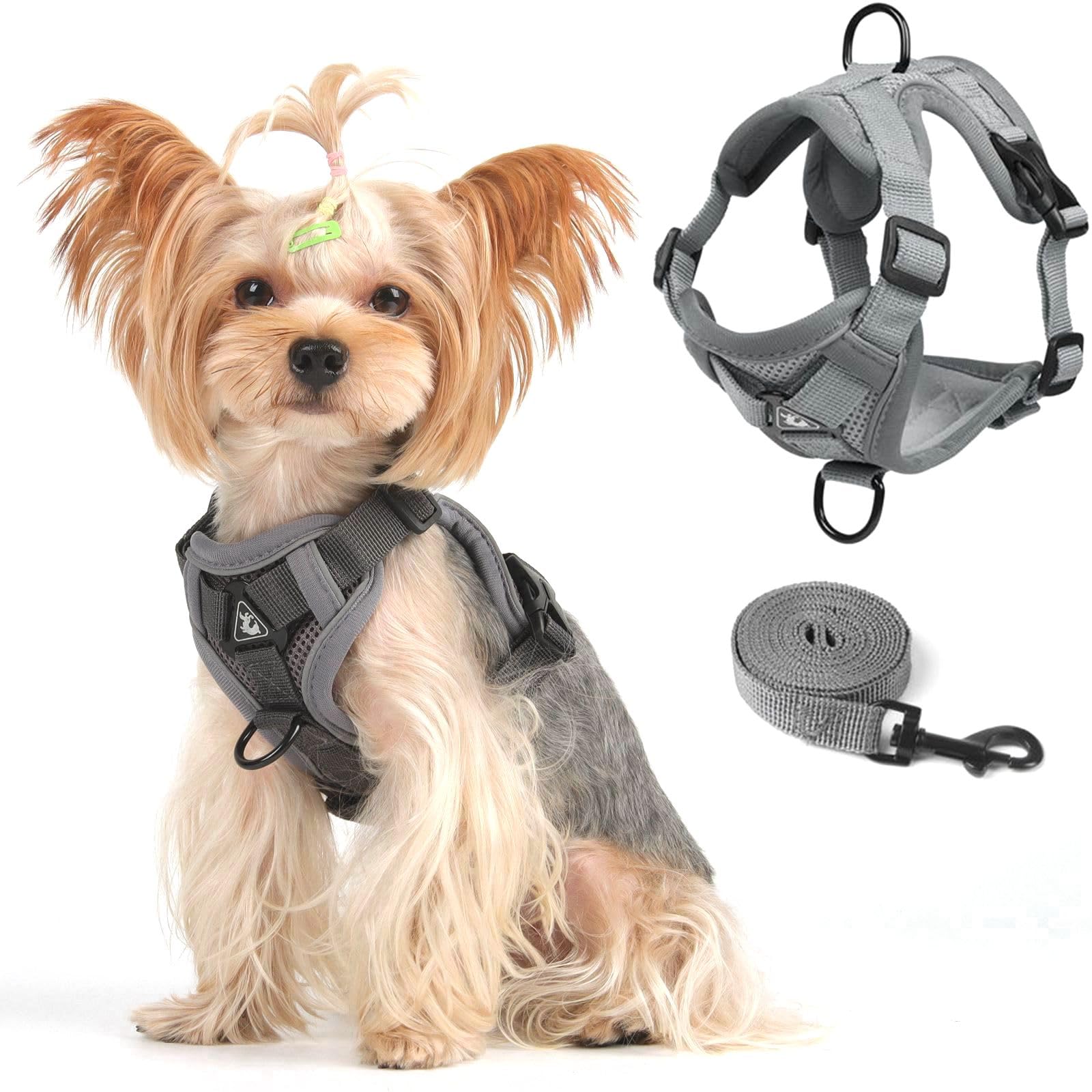 Vest Harness Leash Set for Small Dog Large Cat, Upgraded Escape Proof Adjustable Jacket with Lead for Puppy Fat Cat Outdoor Walking, Soft Breathable Mesh Coat with Reflective Strip XL Dark Grey — image 1