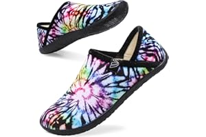 Spesoul Fuzzy House Slippers for Women Men Indoor Closed Back Lightweight Cozy Faux Furry Lining Barefoot House Shoes Slipper Socks for Bedroom Home Office Yoga Outdoor Walking Shoes