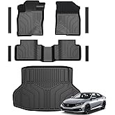 GALVAGNITE Floor Mats for Honda Civic 2016-2021, All Weather Floor Mats Trunk Cargo Liner and Door Sill Guards Accessories, Full Coverage Set (Fit Sedan Models)