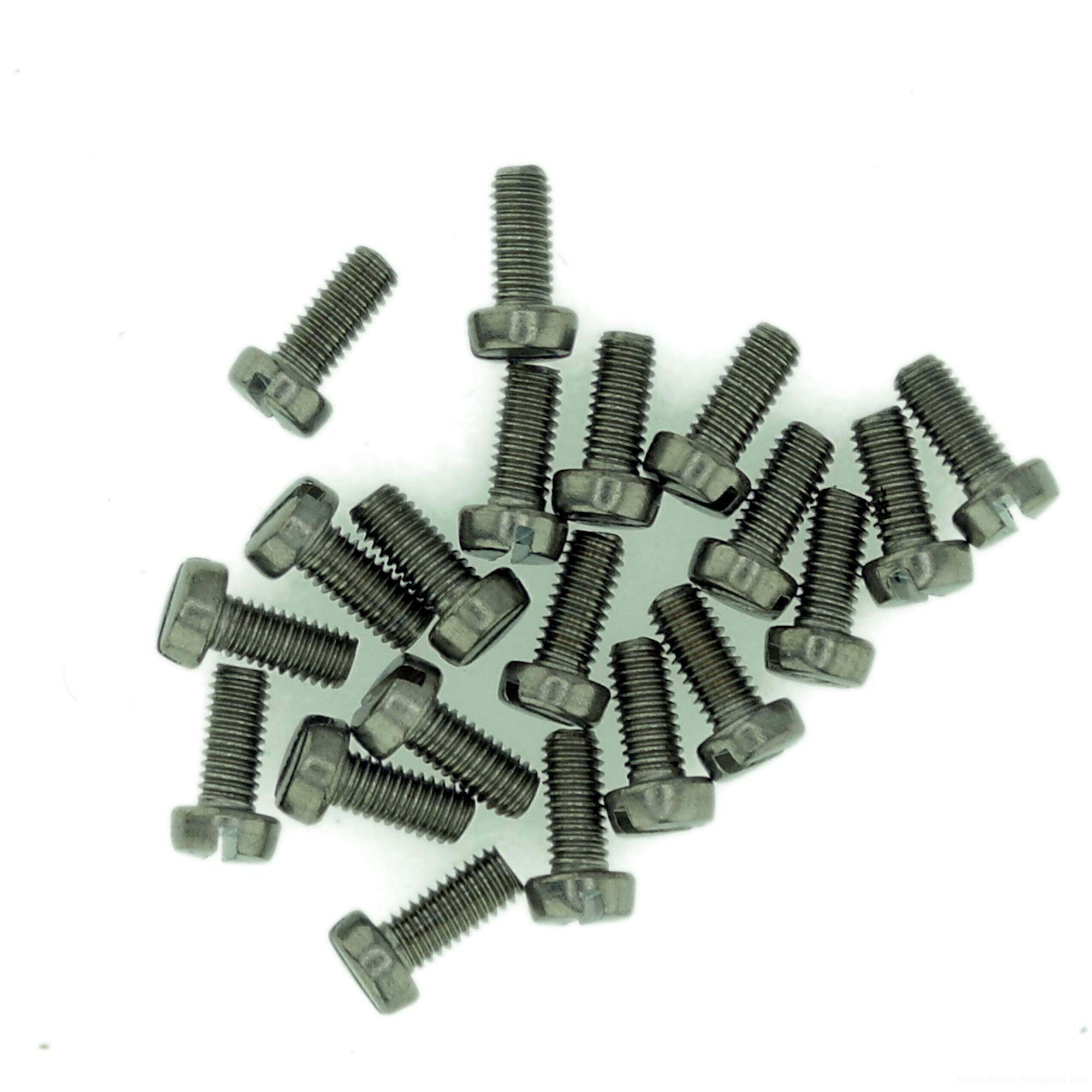 M2.5 (2.5mm x 10mm) Slot Cheese Machine Screw (Bolt) - Stainless Steel (A2) (Pack of 20)