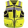 SUXIBIP 10 Pockets Safety Vest for Men and Women, High Visibility vest with 3M Reflective Strips, Oxford Fabric