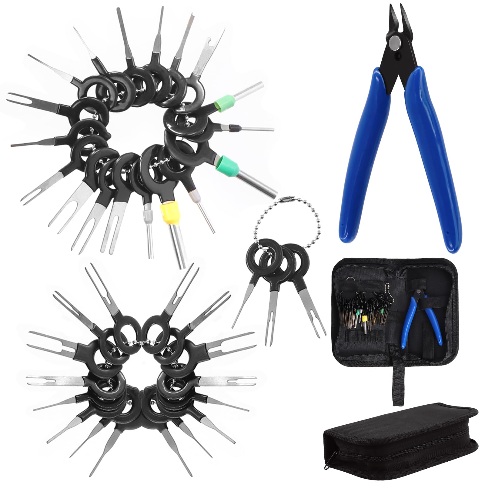 Wokape 70Pcs Terminal Removal Key Tool, Terminal Injector Kit, Terminal Pin Removal Tool Kit, erminal Extractor Removal Tool for Automotive Car Household Connector Terminal