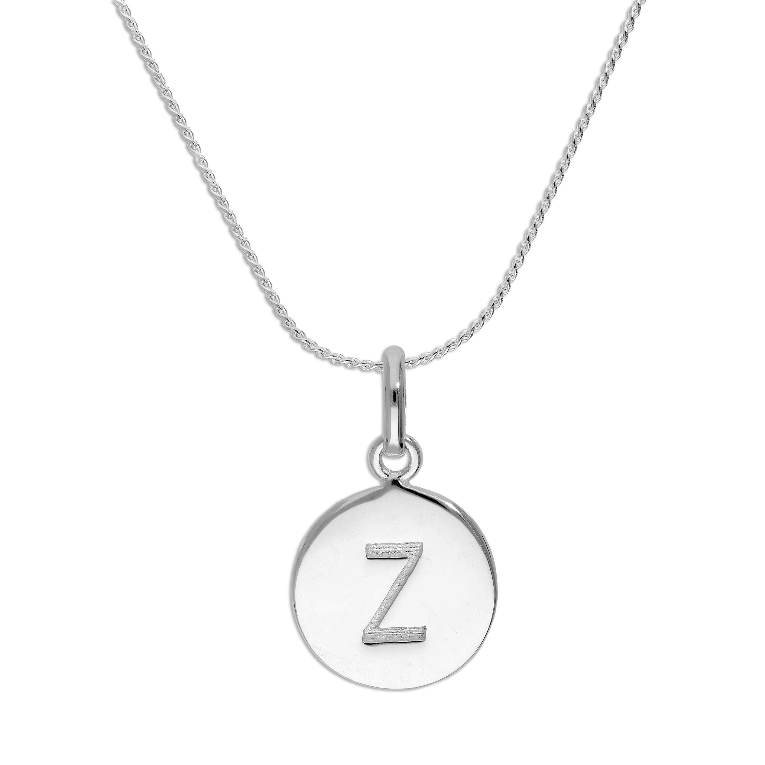925 Sterling Silver Initial Pendant Necklace With CZ - 16" Chain, Personalized Letter 9 thumbnail image