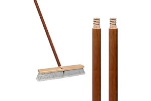 ILOT Commercial Products 60-inch Replacement Wood Broom Handle with Threaded Tip and Lacquered for Floor Cleaning Sweeping in Home and Office (Pack of 2)