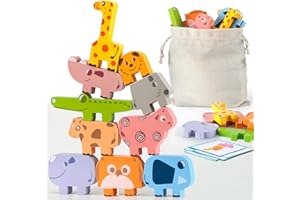 BAMBILO Montessori Toys for 2 3 4 Year Old Boys & Girls, Wooden Animal Stacking Blocks for Toddlers 1-3 – Building Blocks Game Stacking & Sorting Toys Ages 2-4 Toddler Birthday Gifts