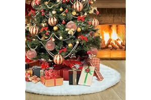 TOBEHIGHER Christmas Tree Skirt - 36 inches White Christmas Tree Skirt, High-End Soft Classic Fluffy Faux Fur Tree Skirt for Xmas Tree Decorations and Ornaments