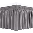 Biscaynebay Wrap Around Bed Skirts for Queen Beds 15" Drop, Silver Grey Adjustable Elastic Dust Ruffles Easy Fit Wrinkle & Fade Resistant Silky Luxurious Fabric Machine Washable