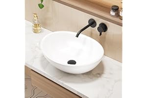 Oval Vessel Sink, Eridanus 16" x 13" Ceramic Bathroom Sink Above Counter, Modern Egg Shape Vanity Basin, White