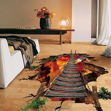 Buy Saingace 3d Flaming Floor Wall Stickers Removable Decal Home