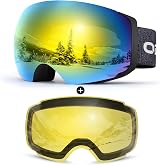 Odoland Frameless OTG Ski Goggles with Detachable Lens Anti-Fog UV400