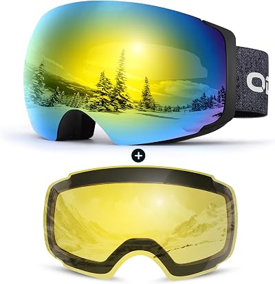 Odoland Frameless OTG Ski Goggles with Detachable Lens Anti-Fog UV400
