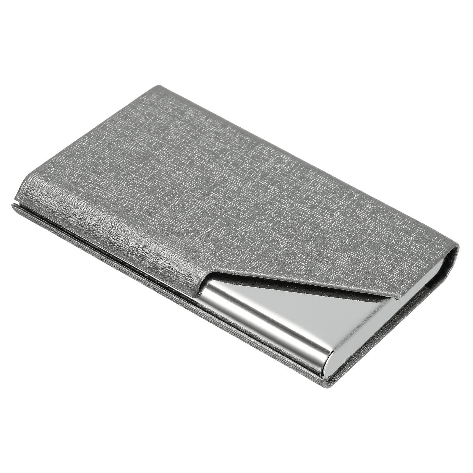 PATIKIL Business Card Holder, PU Leather Flip Slim Name Cards Protector Case for Women Men, Gray