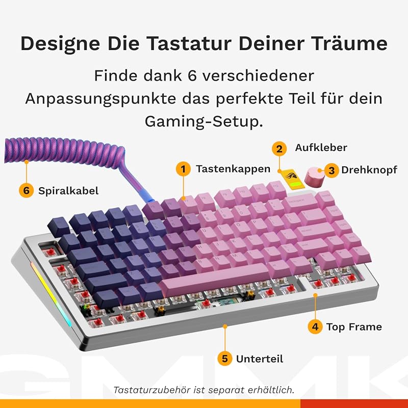 Gaming GMMK 3 PRO HE Barebones : Clavier réactif, Effet Hall, Polling 8K, Corps alu et Joints modulaires, Prise en Charge des switches MX mécaniques et magnétiques, TKL 75%, ANSI - Argenté