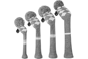 Scott Edward Knit Wood Golf Club Head Covers 4 Pieces Knitted Item Fit Over Well Driver Wood(460cc) Fairway Wood and Hybrid(UT)
