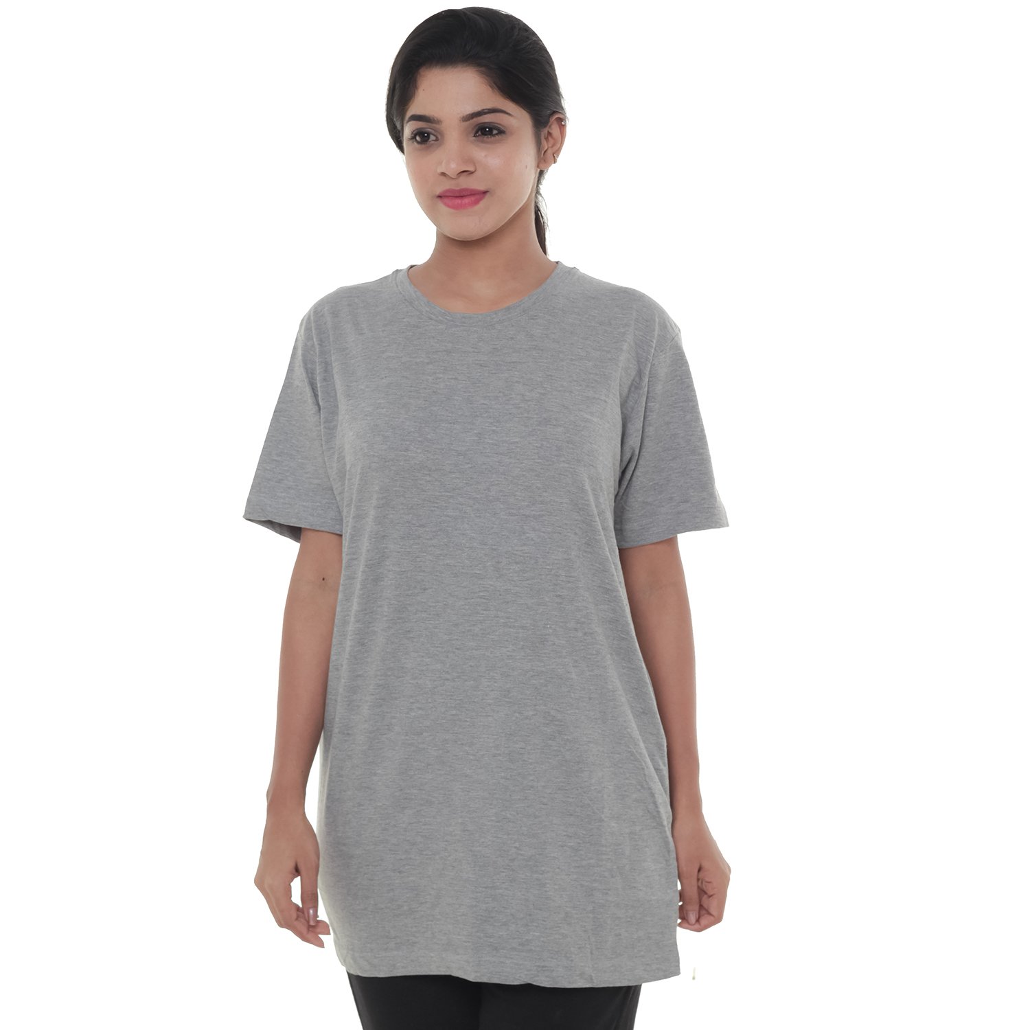 easy 2 wear womens t-shirts grey (size s to 4xl) loose and long fit