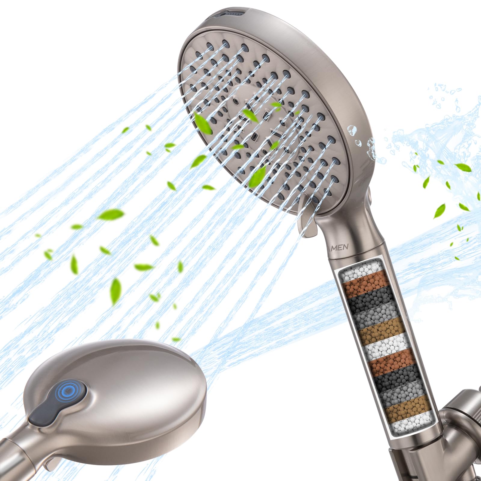 Photo 1 of Ryamen Filtered Shower Head with Handheld, High Pressure 9-Spray Modes Detachable Shower Head with Filter for Hard Water-Remove Chlorine & Impurities, Improve Skin & Hair Health, Brushed Nickel