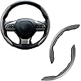 Amiss Car Carbon Fiber Anti-Skid Steering Wheel Cover, Segmented Protector, Butterfly Universal 99% Cover Interior Accessories (Grey)