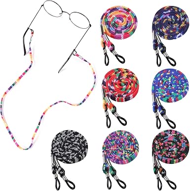 Lot De 6 Chaînes De Lunettes Anti-dérapantes - Cordon Ajustable 55-75cm Avec Anneau Caoutchouc, Pour Lunettes De Soleil, Myopie, Sport (multicolore)
