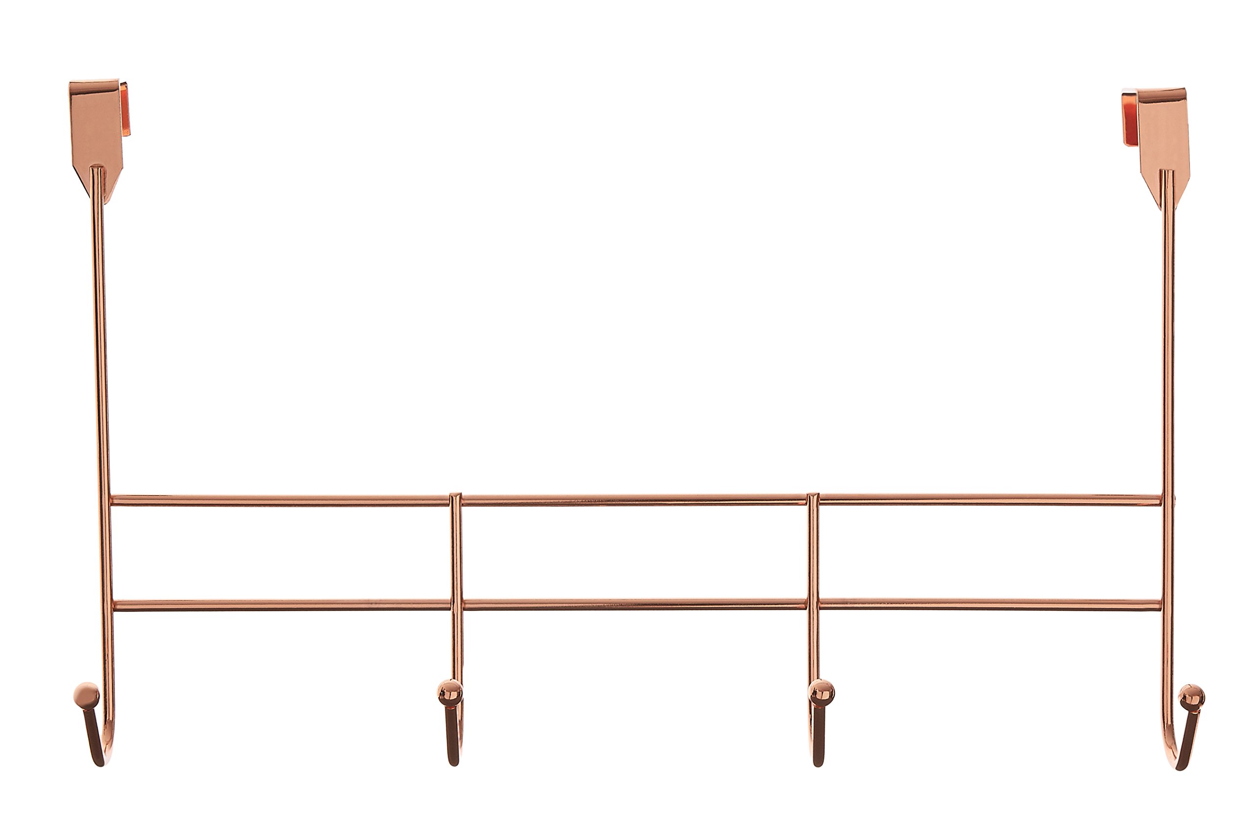 Premier Housewares 4 Hook Over Door Hanger, Iron Wire, Rose Gold, 10 x 40 x 25 cm