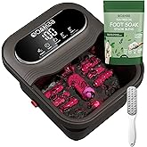 OOAMBB Collapsible Foot Spa with Heat, Bubble and Temp Control, Foot Bath Massager with XL Touch Screen and Massage Rollers, Foot Soaking Tub, Pedicure Foot spa for Stress Relief (Dark Grey +Green)