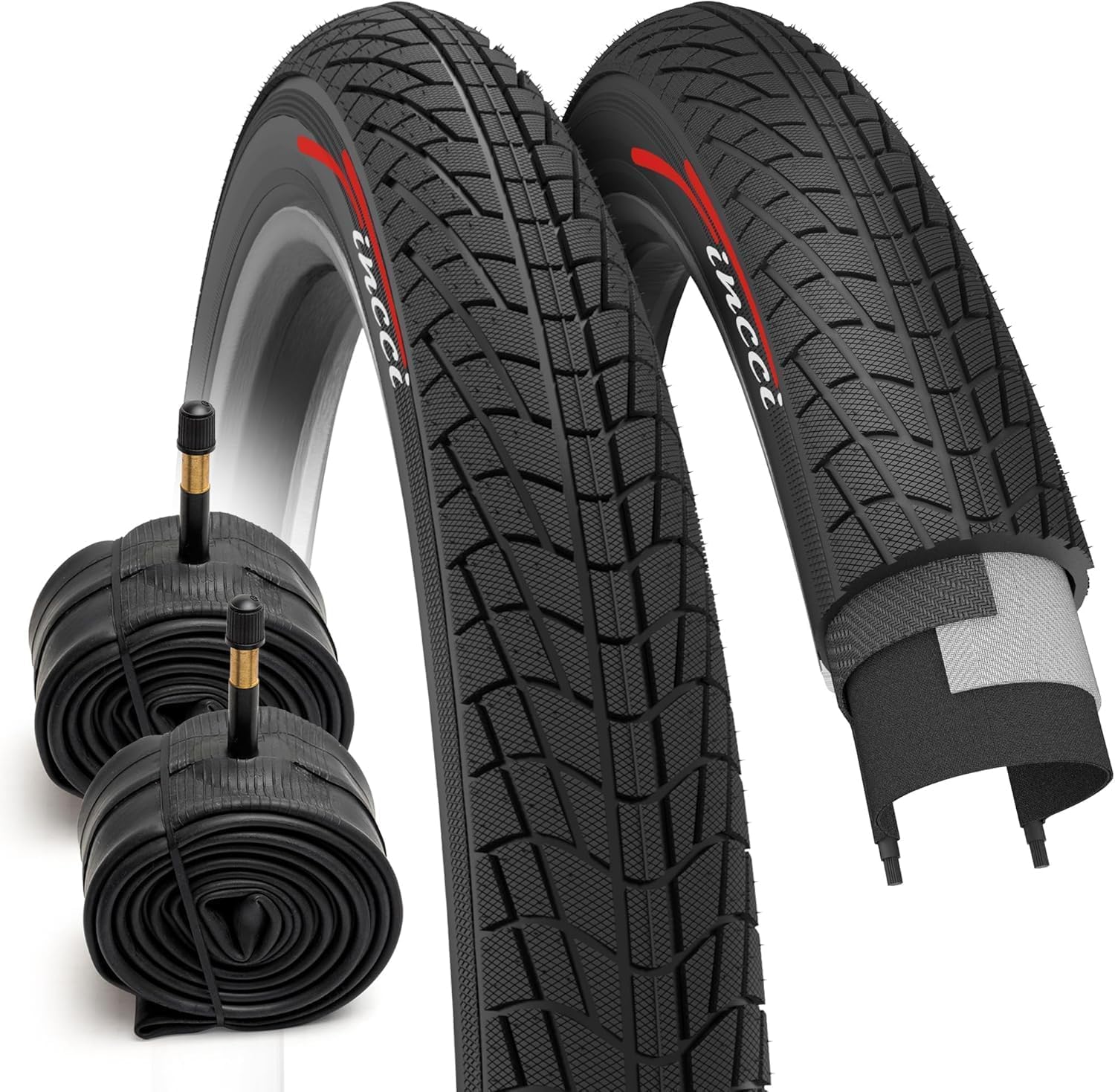 Fincci Bike 20 x 1.75 Tyre - Set BMX 20 inch Bike tyres with 2x Inner Tube Schrader, Tires 47-406 for Kids, Teenagers and Adults and Tricycle, BMX, City, Road, MTB bicycles - 30 TPI