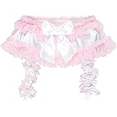 Satini Frilly Lace Sissy Silky Satin Garter Suspender Belt Lingerie Knickers