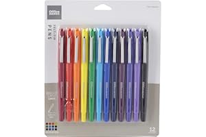 Office Depot® Brand Felt-Tip Porous Pens, Medium Point, 1.0 mm, Assorted Barrel Colors, Assorted Ink Colors, Pack Of 12