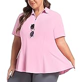 Casei Women's Plus Size Golf Polo Shirts Short Sleeve Collared Tennis Workout Tops Loose Fit UPF 50+