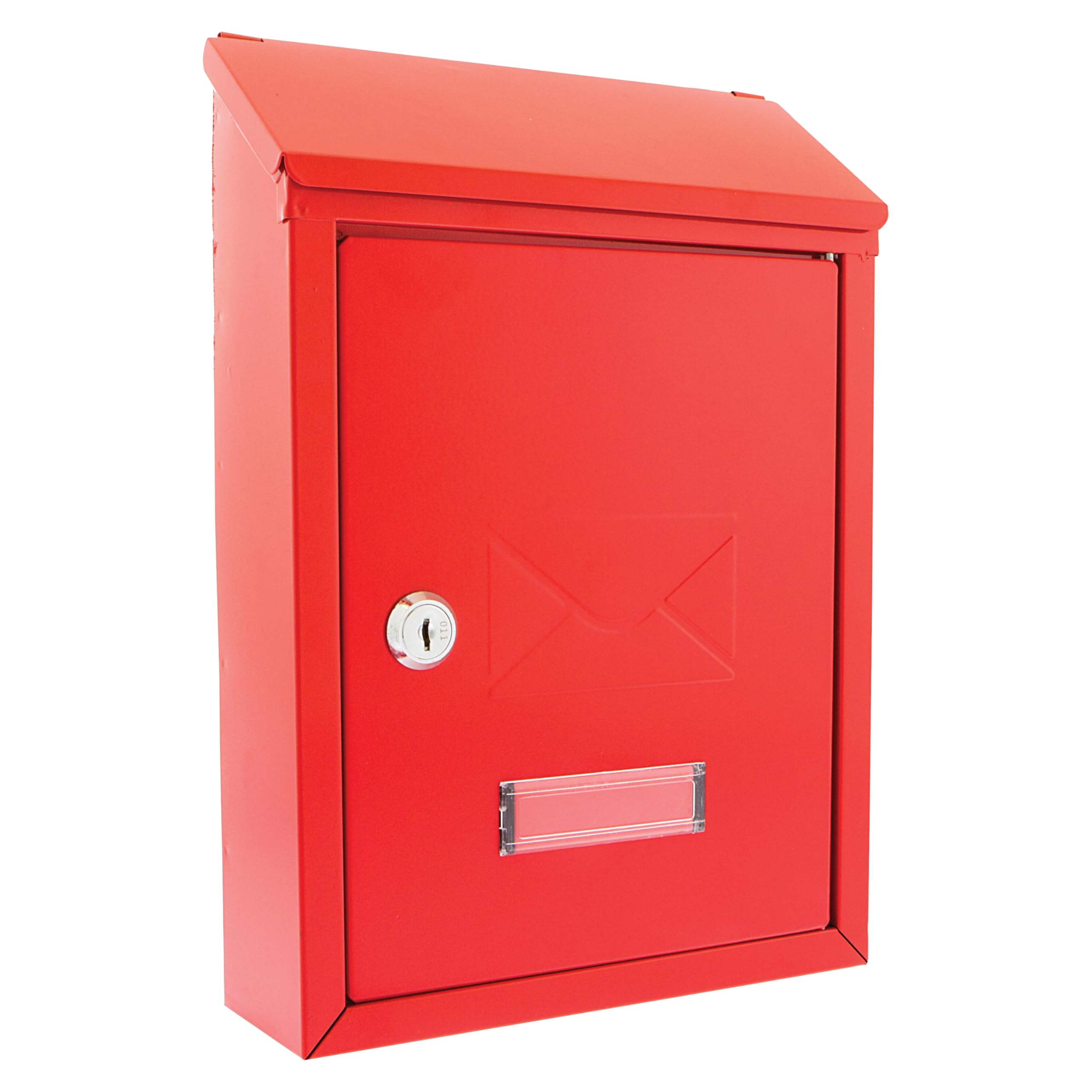 Burg-Wachter MB09R Avon Rear Entry Wall Mounted Galvanised Steel Lockable Weatherproof Post Box - Red - 21x30x7cm