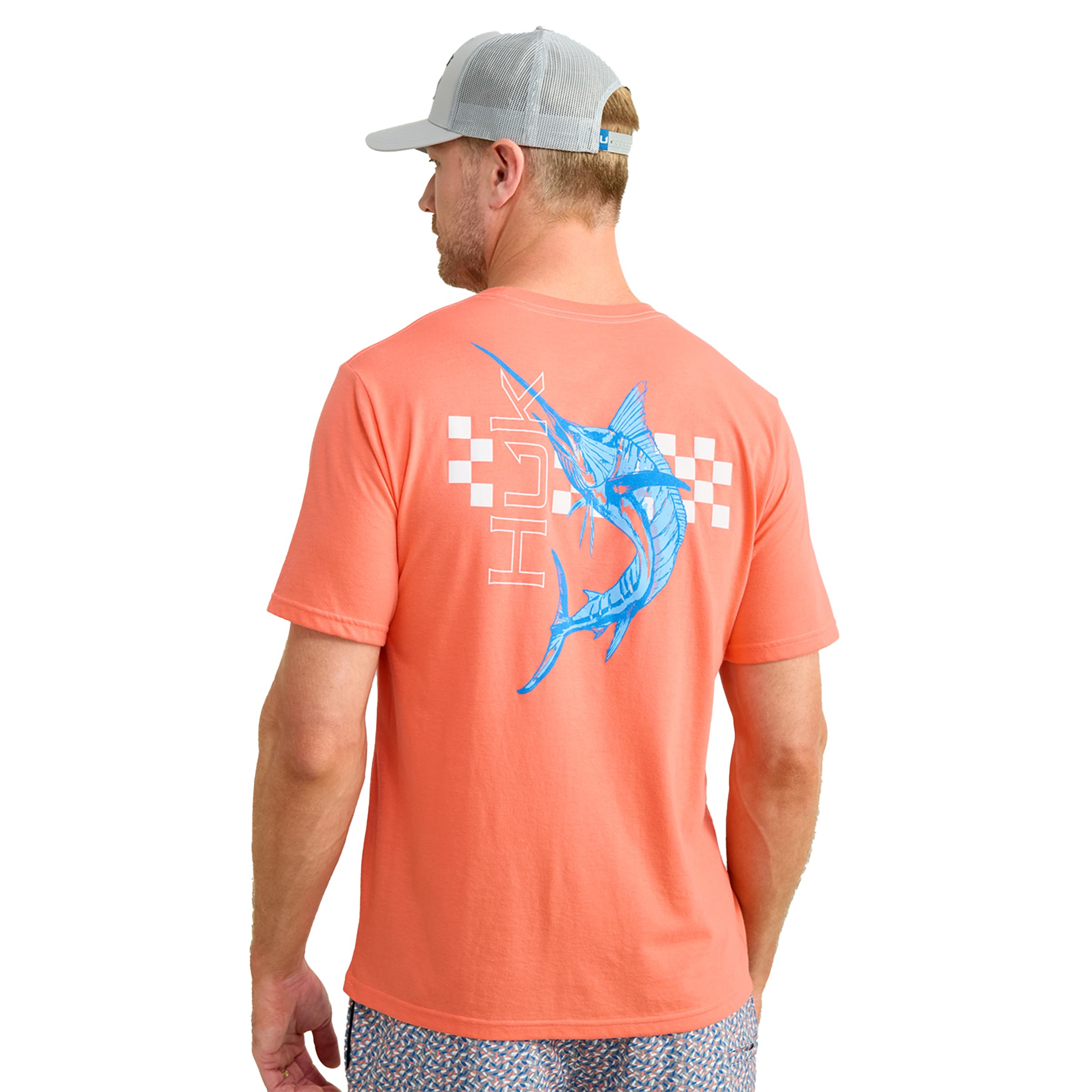 HUK Men's Standard Short Sleeve Performance Tee, Fishing T-Shirt, Racer-Fresh Salmon Image