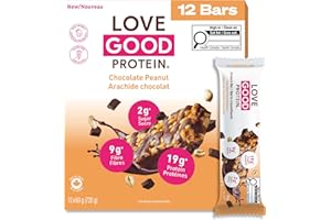 Love Good High Protein Bars | Protein | Keto Snack | Low Sugar, Low Carb, Gluten Free | Chocolate Peanut Crunch Bars- 12 Pack