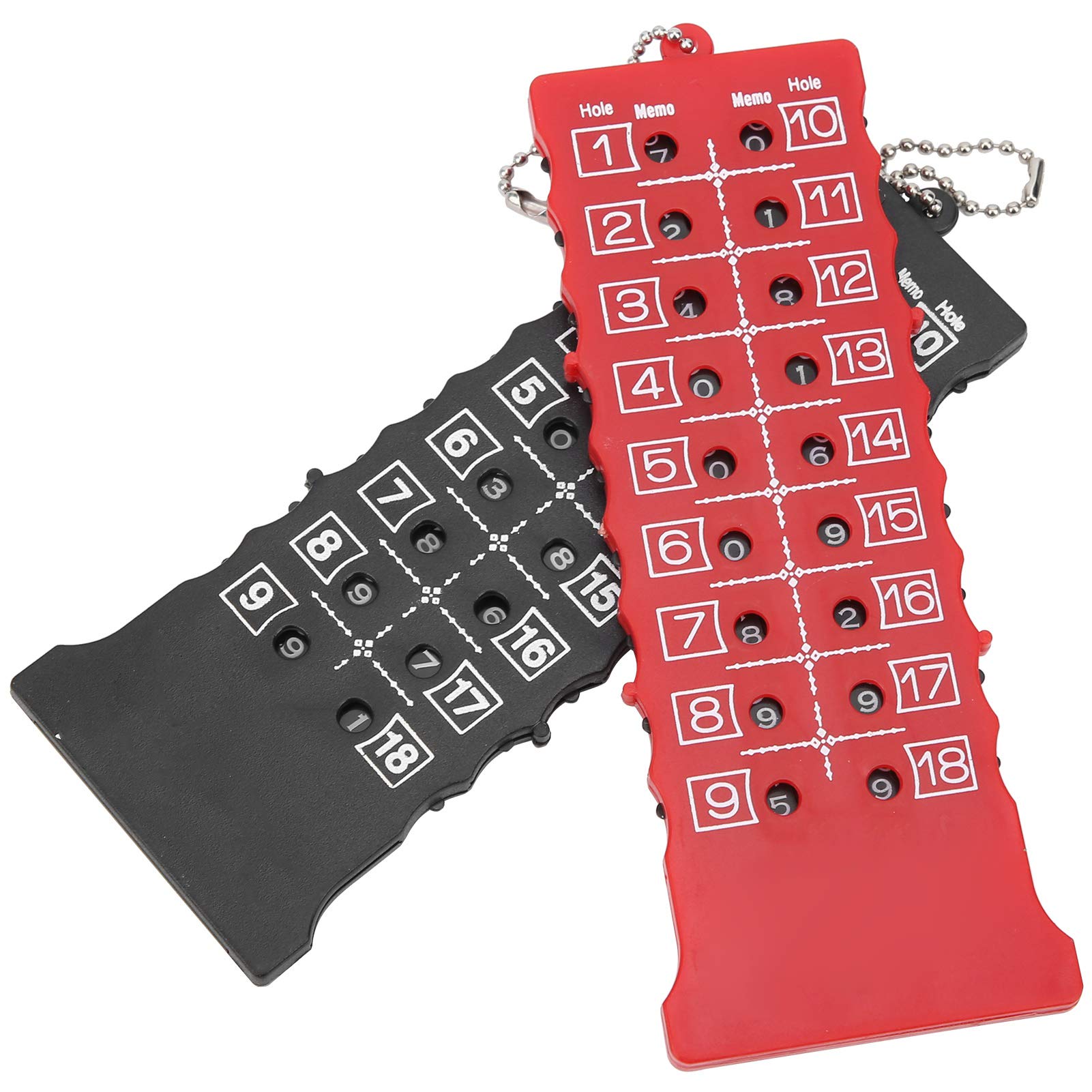 ZAWELIYO 2PCS Score Counter Counter, 18 Hole Record Golf Score with Charm Bracelet, Black and Red, No pen required Take it with you for Training, Scoreboard Accessory