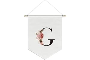 foedor Initial Decor for Wall,Personalized Teen Girl Gifts,Preppy Cute Flower Poster Banner Flag,Trendy Cute Monogrammed Gifts Wall Decor for Women Teen Girl Nursery bedroom(G) Pennants & Banners