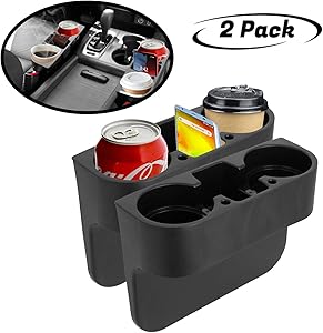 lebogner Between Car Seat Cup Holder Gap Filler, 2 Pack Side Of Center Console Drink Holder For Cups, Cans And Bottles, Multifunction Crevice Caddy Catcher With A Storage Organizer Area For Your Phone