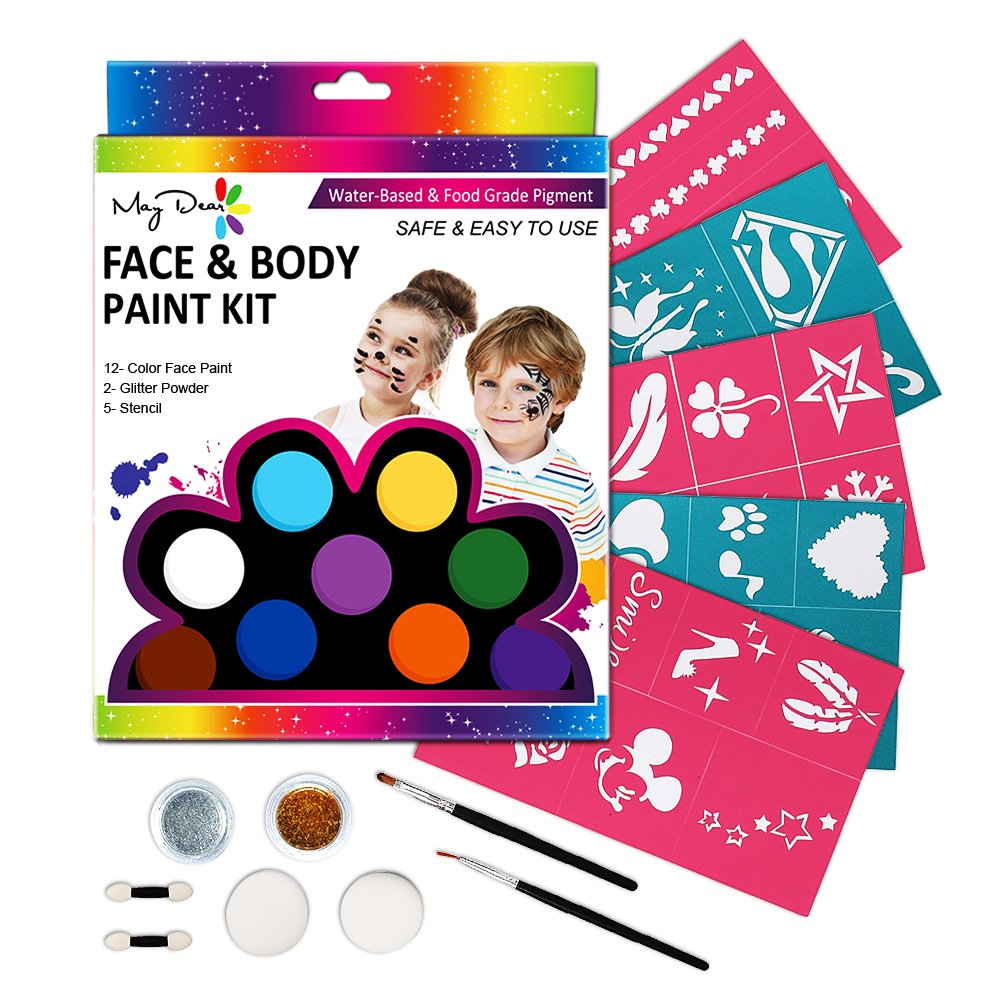 Amazoncom Maydear Face Paint Kit For Kids 32 Stencils Reusable