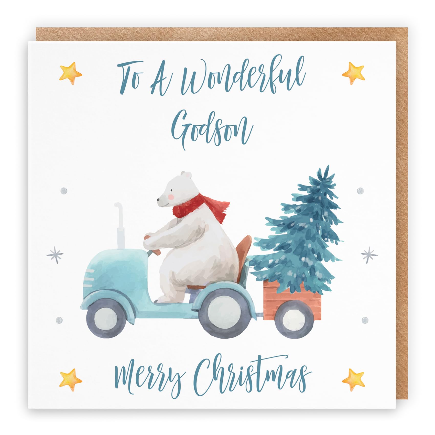 Hunts England - Godson Christmas Card - To A Wonderful Godson - Merry Christmas - Polar Bear Collection