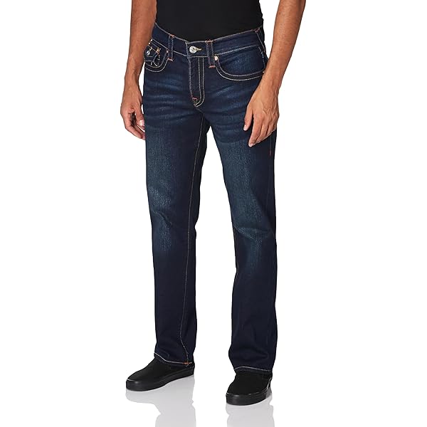True Religion Men's Ricky Flap 34 Inseam, Dark WASH Muddy Waters
