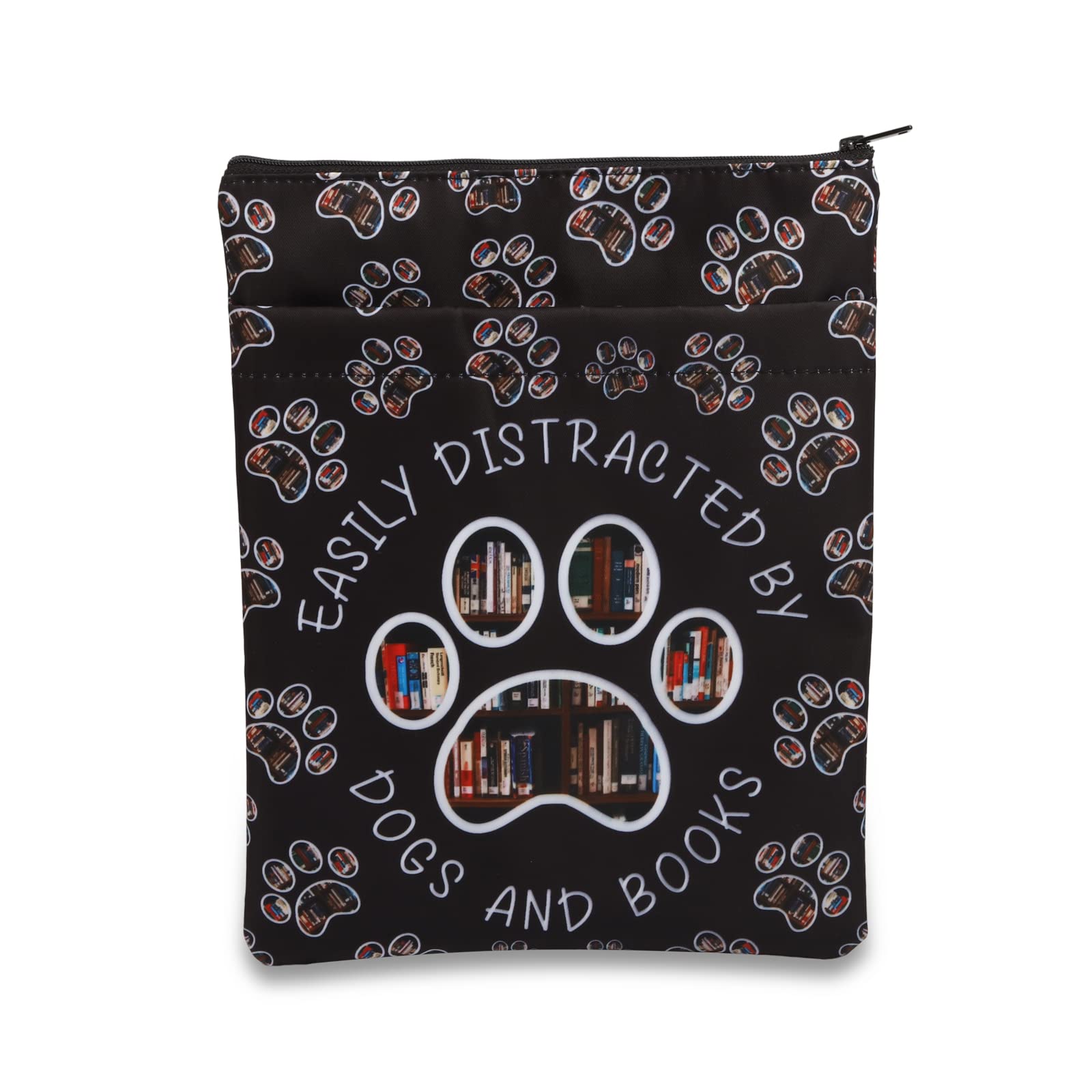 PLITI Book Lover Book Sleeve Dog Lover Gift Easily Distracted By Dogs and Books Book Protector for Animal Lover (Distracted Dogs Books BSblU)