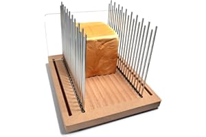 RESBYWARM Bread Slicer for Homemade Bread with 3 Size and 2 Thickness, Stainless Bread Slicer Guide with Beechwood Bread Cutting Board for loaf,Bagels & Baguette(3/8 & 3/4 Slice sizes)