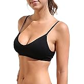 Blue 55 Women's Bralette Wireless Padded Bra Top Sexy Everyday Basic Deep V-Neck