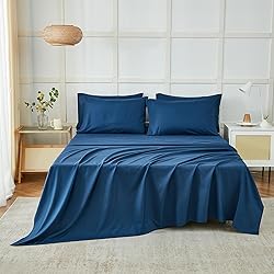 ILAVANDE Navy Blue King Sheets Set 6 Piece,Hotel