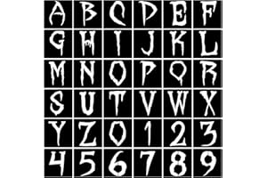 CLOTHMILE 36pcs Halloween Letter Stencils Reusable Halloween Number Stencil DIY Alphabet Stencil for Painting on Wood Canvas Reusable Template Nativity Scene Paint Stencils for Crafts Fabric Home Décor