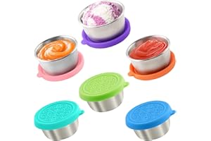 6x1.6 Oz Salad Dressing Containers With Lids, Small Leakproof Reusable Stainless Steel Salad Dressing Container To Go For Lun