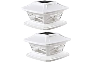 Davinci Lighting Flexfit Solar Outdoor Post Cap Lights - Includes Bases for 4x4 5x5 6x6 Wooden Posts - Bright LED Light - Pearl White (2 Pack)